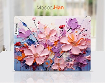 Custom Laptop Skin Lenovo Accessories Personalization Pink flowers oil painting design For Legion Yoga Thinkpad Thinkbook Ideapad Series