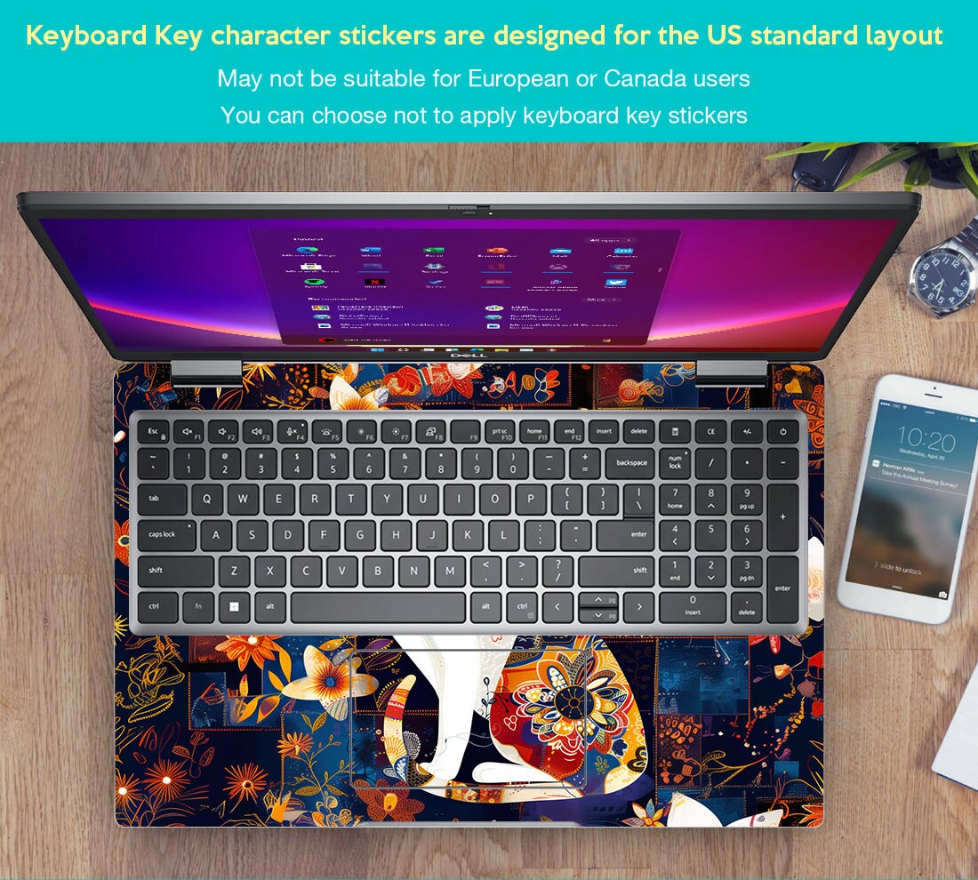 Hp Laptop Skin Personalized Sticker Customizable Decal Retro Cat Design ...