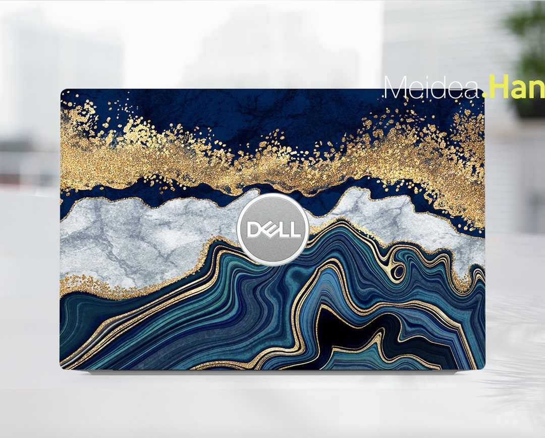 Dell Inspiron 15 3000 Sticker Latitude Skin Blue Abstract Golden Curve
