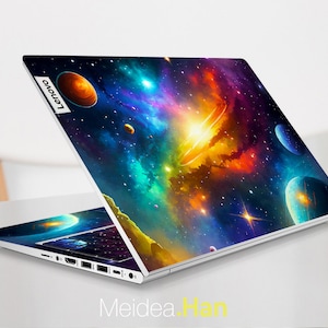 Cadeau fait main Skin pour ordinateur portable Sticker Yoga Lenovo personnalisé Personnalisation Motif planète colorée de l'espace pour Légion Yoga Thinkbook Ideapad Thinkpad
