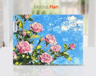 Pegatina de vinilo personalizada para portátil Lenovo Yoga 9 2 en 1, diseño de flores y pintura al óleo, para Lenovo Slim, Legion, Ideapad, Yoga, Thinkbook y Thinkpad.