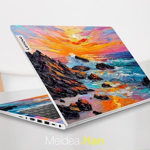 Thinkpad T14 Gen 5 Laptop Skin Custom Sticker Oil Painting Seaside Sunset Art Design Vinyl Decal Gift for Slim Legion Yoga Ideapad Thinkbook