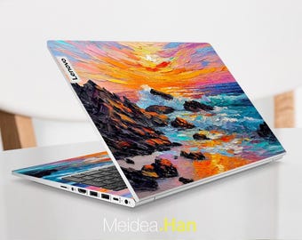 Pegatina personalizada para portátil Thinkpad T14 Gen 5, diseño de pintura al óleo con atardecer en el mar, vinilo, ideal como regalo para Slim Legion Yoga Ideapad Thinkbook