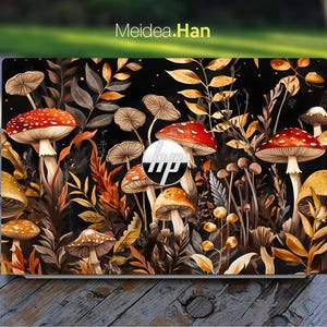 Laptop Skin Hp 830 G10 Art Decal Red Mushroom Cartoon Design Vinyl Sticker Gifts for Her for Spectre Envy Pavilion Victus Omen Elite Probook