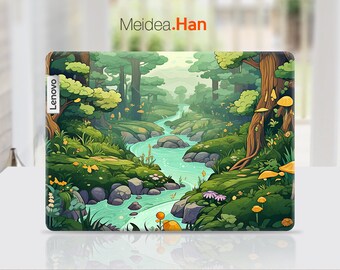 Benutzerdefinierte Laptop Skin Lenovo Thinkpad Aufkleber Personalisierung Geschenk Anime Szene Design Wald und Strom für Yoga Slim Legion Thinkbook Idealapad