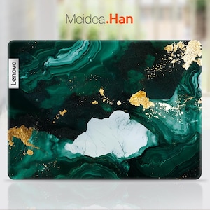 Laptop Skin Lenovo Accessories Gift for Her Personalized Decal Custom Sticker Green Marble Design for Yoga Legion Thinkpad Thinkbook Ideapad
