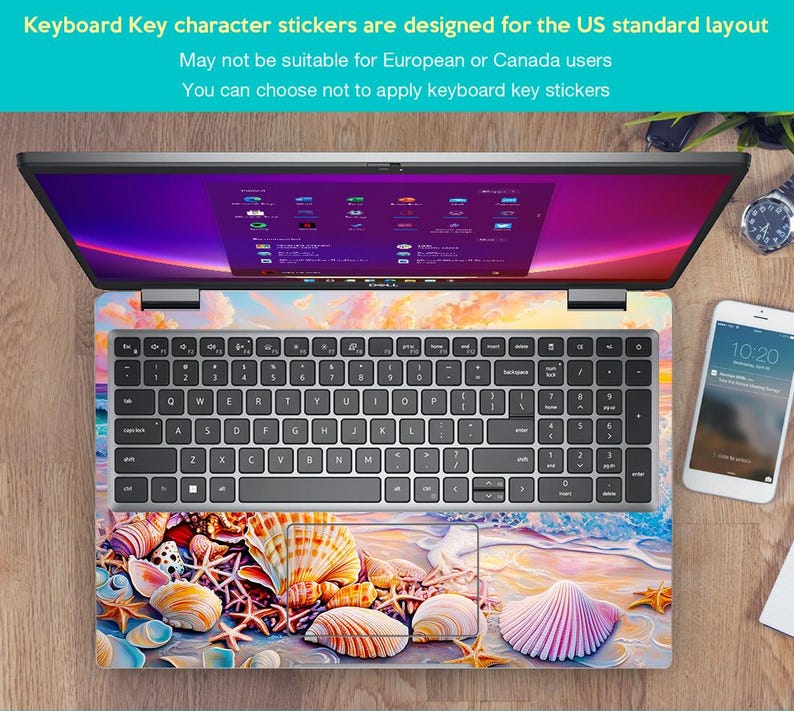 Laptopbeschermfolie Lenovo Yoga 9 2-in-1 sticker cadeau kunst fantasie kust shell ontwerp voor Lenovo Slim Legion Ideapad Thinkbook Thinkpad afbeelding 4