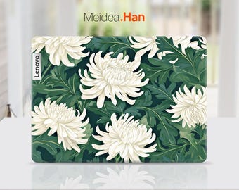 Lenovo Laptop Skin ThinkPad X13 Gepersonaliseerd cadeau Aangepaste sticker witte bloemontwerp voor Lenovo Slim Legion Ideapad Yoga Thinkbook Thinkpad