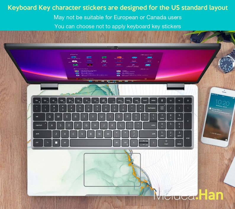 Naklejka na laptopa Dell G15 w kolorze zielonym Simple Lines Xps 13 Personalizowana, dostosowywana naklejka winylowa do Xps Latitude Inspiron Vostro Precision zdjęcie 5