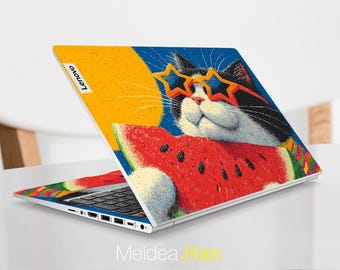 Thinkpad E16 Gen 2 laptopsticker Lenovo schattige sticker gepersonaliseerd cadeau meloen kat patroon ontwerp voor legioen yoga Thinkpad Thinkbook Ideapad