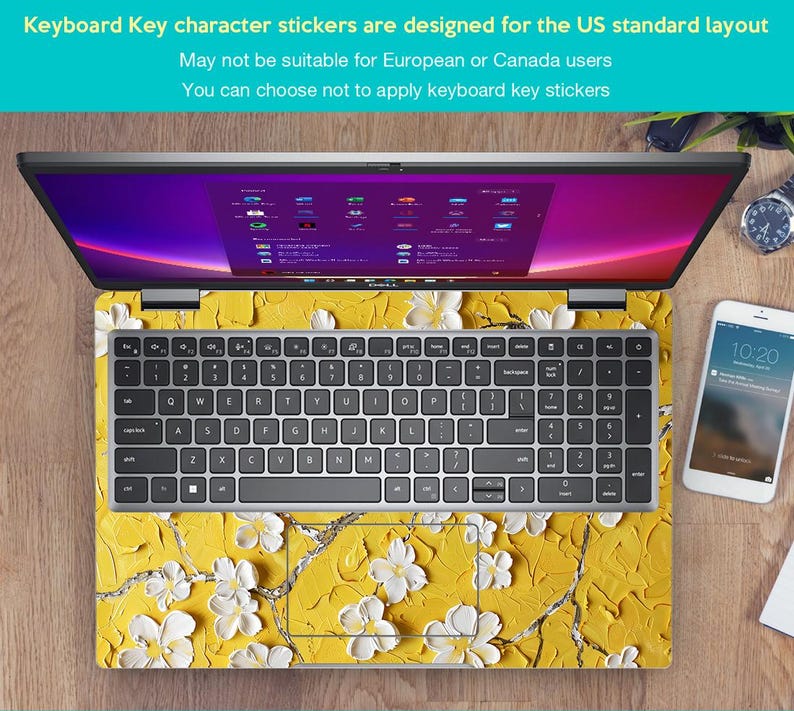 Laptop Skin Top Lenovo Ideapad 15Inch Vinyl Decal Custom Gift Personalized Aesthetic Goose Yellow Flowers For Yoga Legion Thinkpad Thinkbook image 4