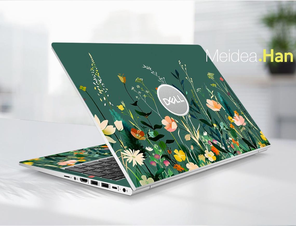Plc Computer Decals Custom Laptop Skins Dell 7640 Decals Back to School Gift Floral Design ...
