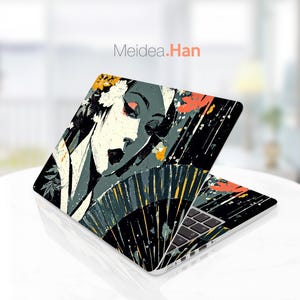 Macbook Pro 13 Laptop Skin Custom Decals Japanese Beauty Design Gift for Her Fashion Macbook Modified Personality Stickers