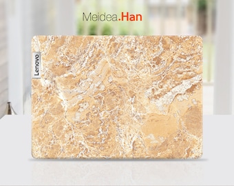 Personalization Gifts Laptop Skins Lenovo 3m Vinyl Decal Customizable Design Yellow-Brown Marble For Legion Yoga Thinkbook Ideapad Thinkpad