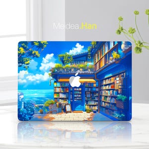 Macbook Air 13 Decal Macbook Accessories Laptop Skin Seaside Bookstore Design Mac Pro Protective Skin Personalized Gift Art Vinyl Sticker