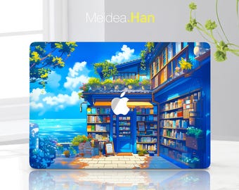 Macbook Air 13 Decal Macbook Accessories Laptop Skin Seaside Bookstore Design Mac Pro Protective Skin Personalized Gift Art Vinyl Sticker