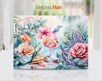 Pegatina de Lenovo de 14 pulgadas con diseño artístico de flores, ideal para cumpleaños, regalo para Lenovo Slim, Legion, Yoga, Idea, Thinkbook y Thinkpad.