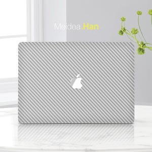 Silver Carbon Fiber Skin Macbook Lid Apple Accessorie Unique Custom Gift Decal for Mac Stylish Macbook Decal Protector Vinyl Wrap Sticker