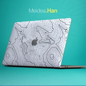 Contour Map for MacBook Clear Skin Laptop decal Custom Black Line Sticker Personalized Gift Transparent Printing Decal for Mac Clear Sticker