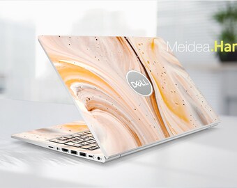 Gifts Laptop Decal Dell Accessories Customizable Noetbook Skins 3m Vinyl Yellow Marble Texture For Xps Latitude Inspiron Alienware Precison