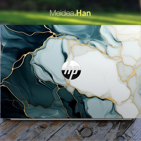 Hp Laptop Skin Probook Decals Customizable Gift Teal Marble Texture  For Spectre Envy Pavilion Victus Omen Elite Probook