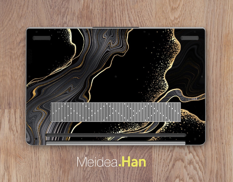DELL Laptop Decals Skin Customized Golden Curve Black Etsy