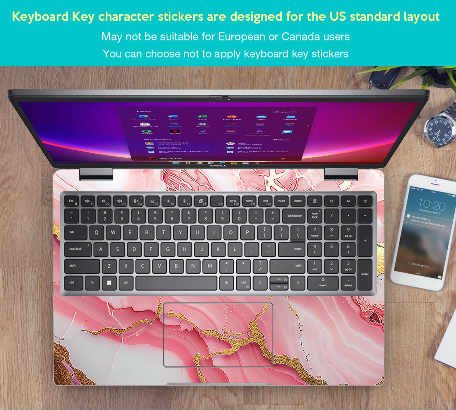 Hp Laptop Skin 15 Inch Personalized Customizable Marble Texture Pink ...