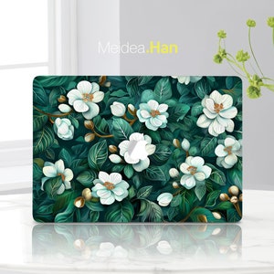 Macbook Accessories Thanksgiving Gift White Flower Design Decal for Mac Stylish Sticker Macbook Decal Macbook Protector Apple Laptop Skin