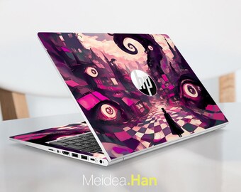 HP Laptop Zubehör Envy X360 Vinyl Aufkleber, personalisiertes Geschenk, anpassbare lila Straße Design für Spectre Envy Victus Omen Elite Probook