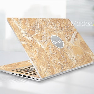 Personalization Gifts Laptop Skins Dell Decals Customizable Color Design Yellow-Brown Marble For Xps Latitude Inspiron Alienware Precison