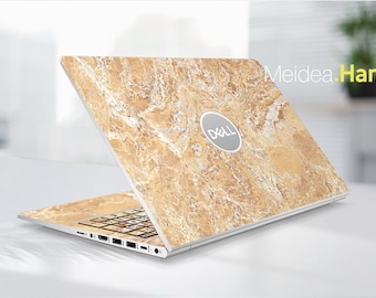 Personalization Gifts Laptop Skins Dell Decals Customizable Color Design Yellow-Brown Marble For Xps Latitude Inspiron Alienware Precison