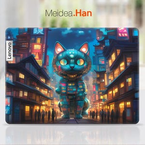 Custom Laptop Skin Lenovo Accessories Vinyl Decal Technology Gift Sticker Mechanical Cat Pattern For Legion Yoga Thinkpad Thinkbook Ideapad