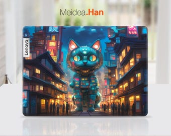 Custom Laptop Skin Lenovo Accessories Vinyl Decal Technology Gift Sticker Mechanical Cat Pattern For Legion Yoga Thinkpad Thinkbook Ideapad