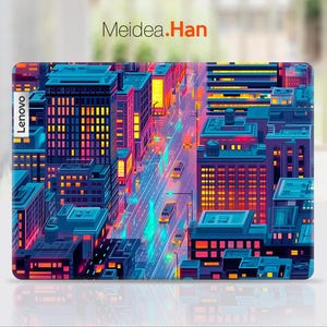 Laptopskinn Lenovo Decal Yoga 7 Stickerpersonlig present Stad Natt Scene Konstdesign för Lenovo Slim Legion Ideapad Yoga Thinkbook Thinkpad bild 1