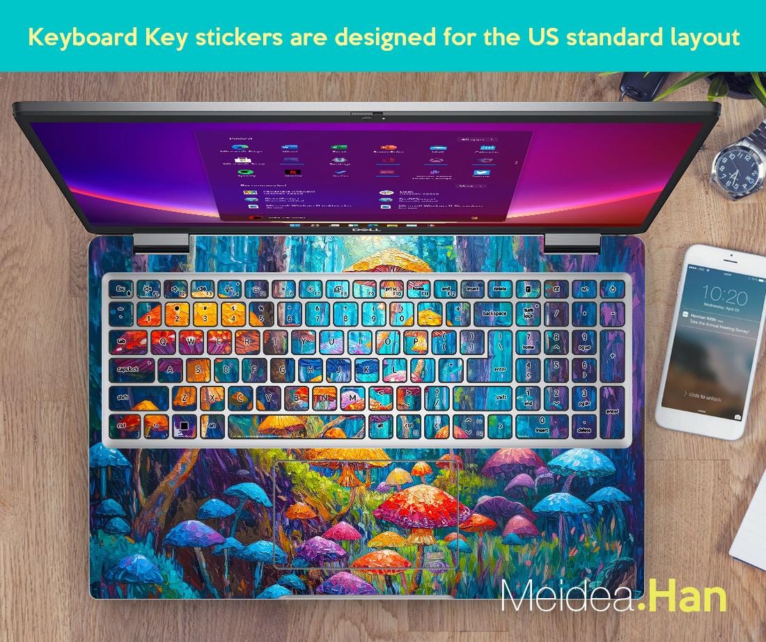 Dell Laptop Decal 7640 Skin Art Gift Unique Oil Painting Mushroom ...