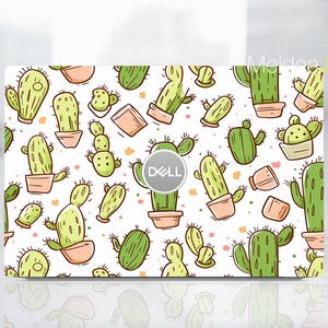 Dell Laptop Skin Top Protection Sticker Custom Decal Cactus Cartoon Design Vinyl Gift for Women for Xps Latitude Inspiron Vostro Precision