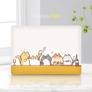 Custom Laptop Skin Macbook Decals Personalization Patterns Cat Party Cartoon Design Vinyl Gift Vinyl Sticker Macbook Accessory Gifts for her