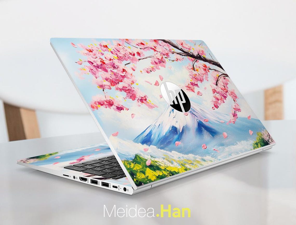 Hp Laptop Skin Logo Protection Unique Art Gift Pink Flowers Patterns ...