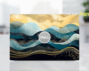 Laptop Skins Dell Accessories Custom Decals Personalization Gifts Blue Wave Pattern Sea Design For Xps Latitude Inspiron Alienware Precison