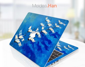 Apple Macbook A2442 Laptop Decal Art Gift Custom Sticker Oil Painting Flying Crane Design Vinyl Macbook Air Gift Mac Protective Film Sticker