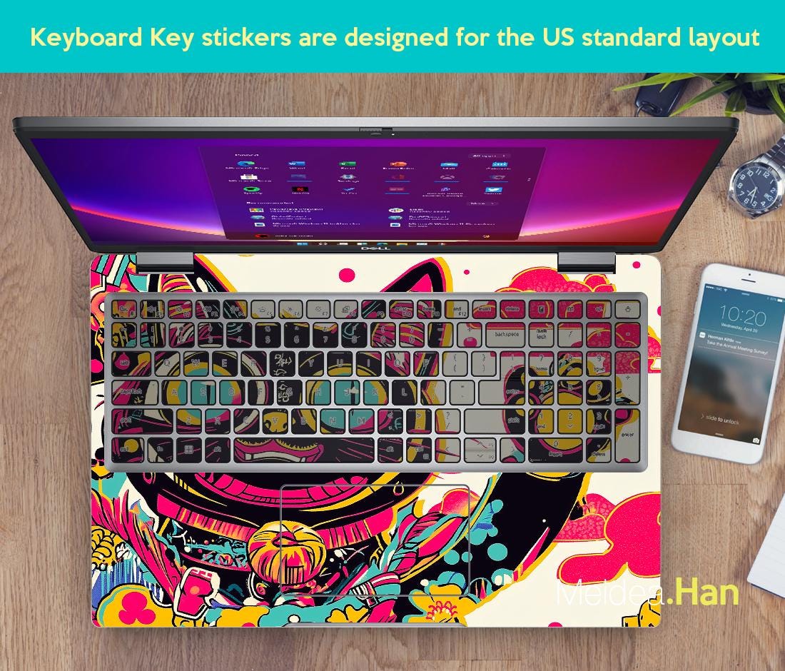 Custom Laptop Decals Hp Omen Cute Decals Personalized Gift Japanese Cat ...