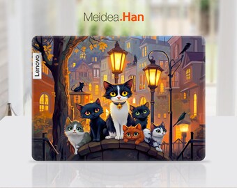 Laptop Sticker Lenovo Yoga 7 2-in-1 Vinyl Decal Personalized Sticker Cute Cat Design for Legion Yoga Slim Thinkpad Thinkbook Ideapad