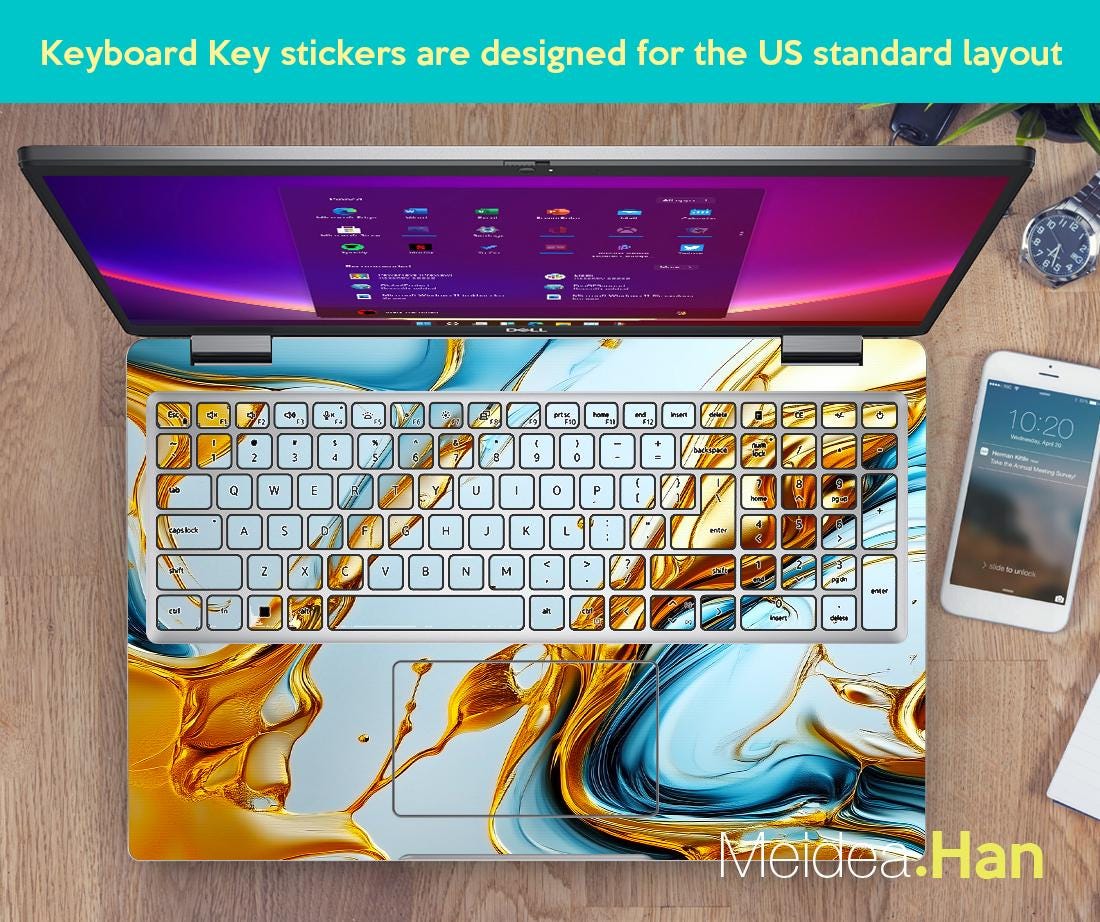 Laptop Skin Dell 16 Inch Logo Protection Vinyl Decal Personalized Gift ...