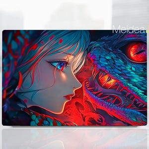 Dell Inspiron 5440 Skin Birthday Gift Custom Decal Girl with Dragon Vinyl Sticker for XPS Latitude Inspiron Vostro Alienware Precision