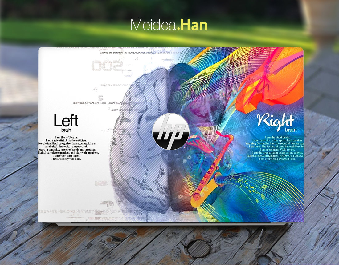 Personalized Hp Laptop Skins Gift for Him Customizable Left and Right Brain Vinyl for Spectre Envy Pavilion Victus Omen Elite Probook