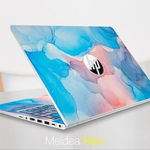 Hp Envy X360 Laptop Skin, Personalized Customizable Blue Marble Texture Vinyl for Spectre Envy Pavilion Victus Omen Elite Probook