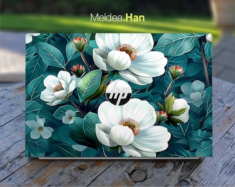 Laptop Skin Hp Envy X360 Skin Personalized Customizable pure white jasmine flower For Spectre Envy Pavilion Victus Omen Elite Probook