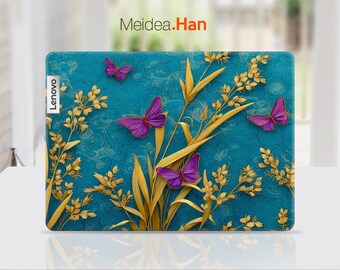 Pegatina de vinilo personalizada para Lenovo Yoga 7 2 en 1 16ILL10, diseño de mariposa de campo de arroz para Legion Yoga, Thinkpad, Thinkbook, Ideapad