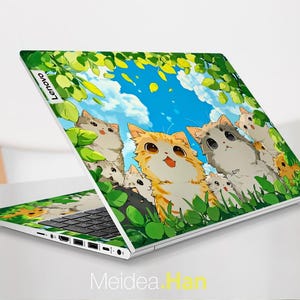 Yoga 7 2-in-1 14AKP10 Laptop Skin Lenovo Decals Customizable Personalized Cute Cat Design for Legion Yoga Slim Thinkpad Thinkbook Ideapad
