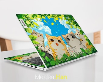 Yoga 7 2-in-1 14AKP10 Laptop Skin Lenovo Decals Customizable Personalized Cute Cat Design for Legion Yoga Slim Thinkpad Thinkbook Ideapad